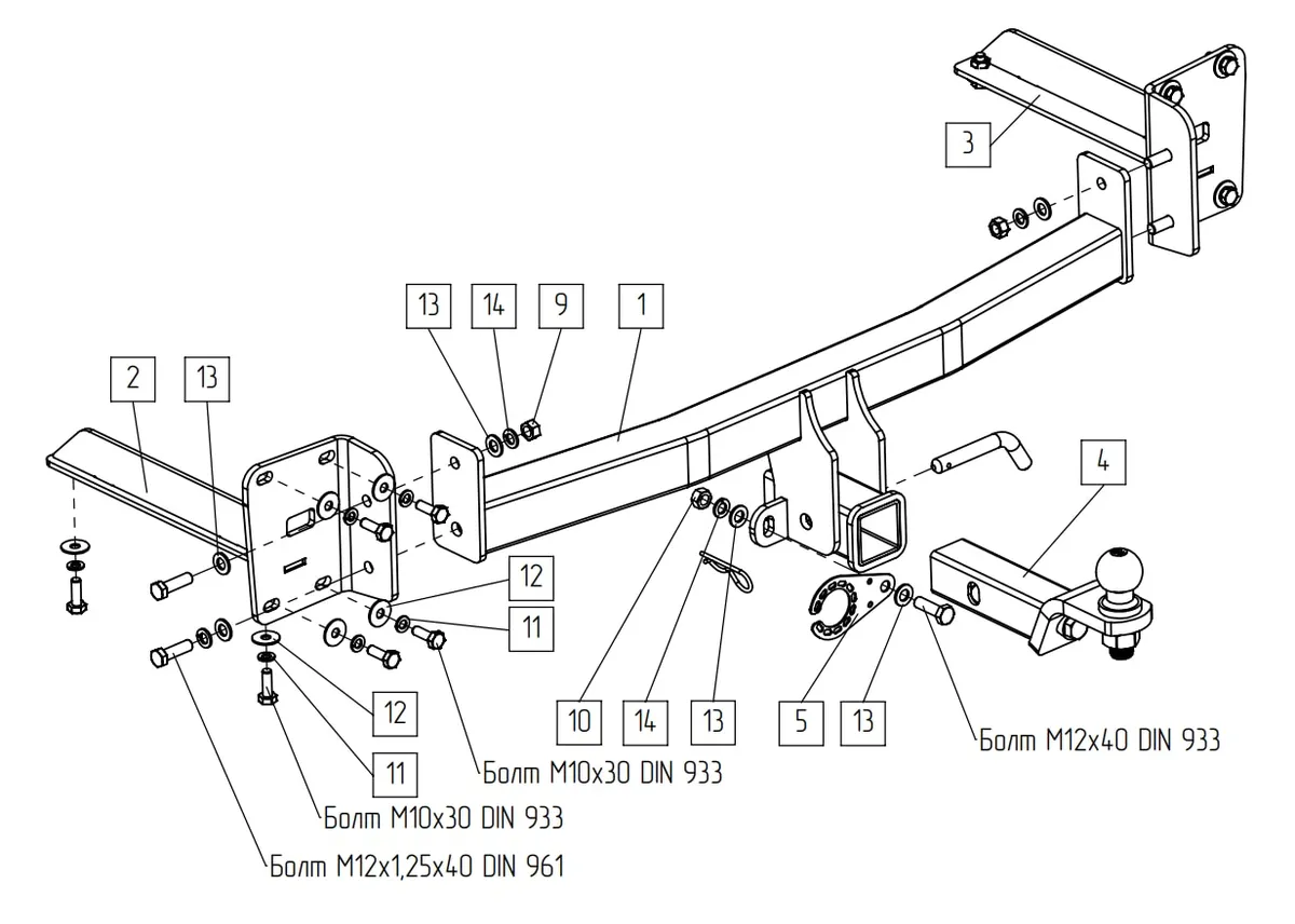 Фаркоп TowRus для Volkswagen Teramont 2022-2026 269092 в Набережные Челны